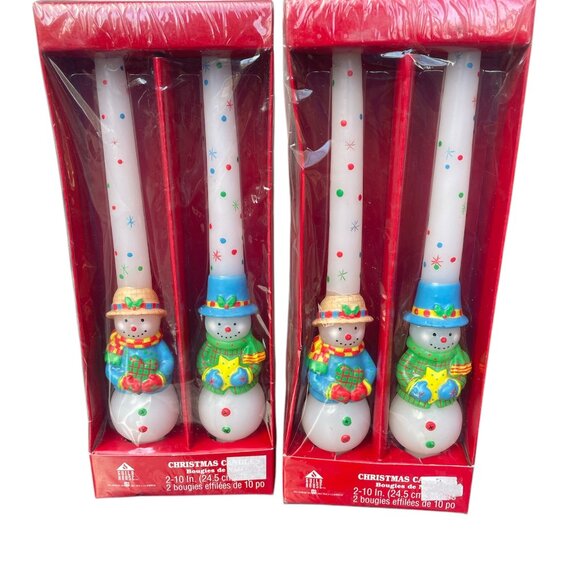 Christmas Snowman Taper Candles Guild House American Greetings Vtg Lot of 2 New - Picture 1 of 3